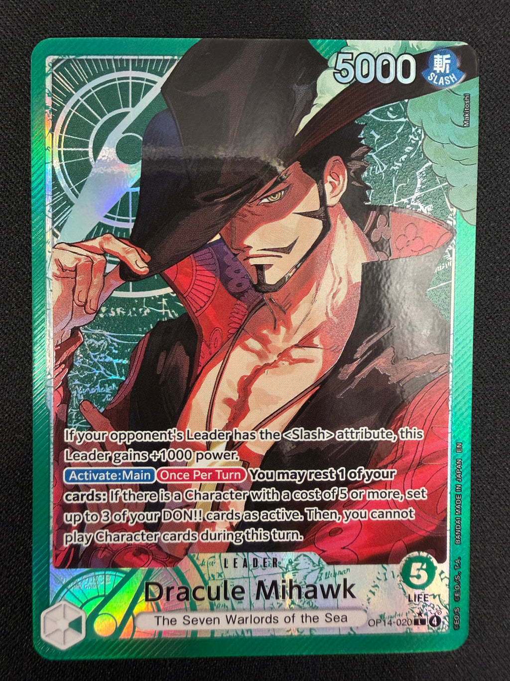 Dracule Mihawk OP14-020 Leader Parallel NM