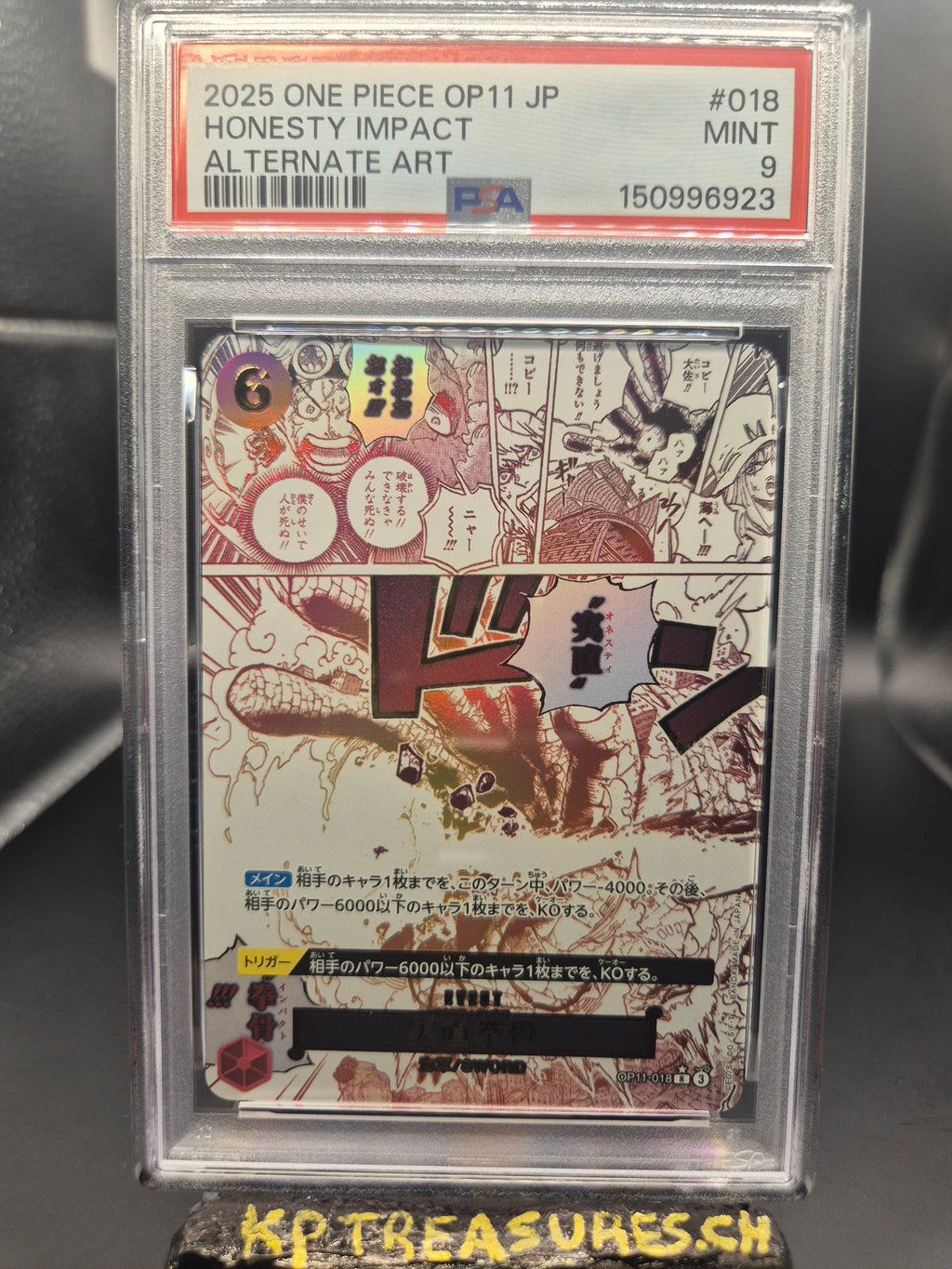 2025 ONE PIECE JAPANESE OP11-018 HONESTY IMPACT ALTERNATE ART PSA 9