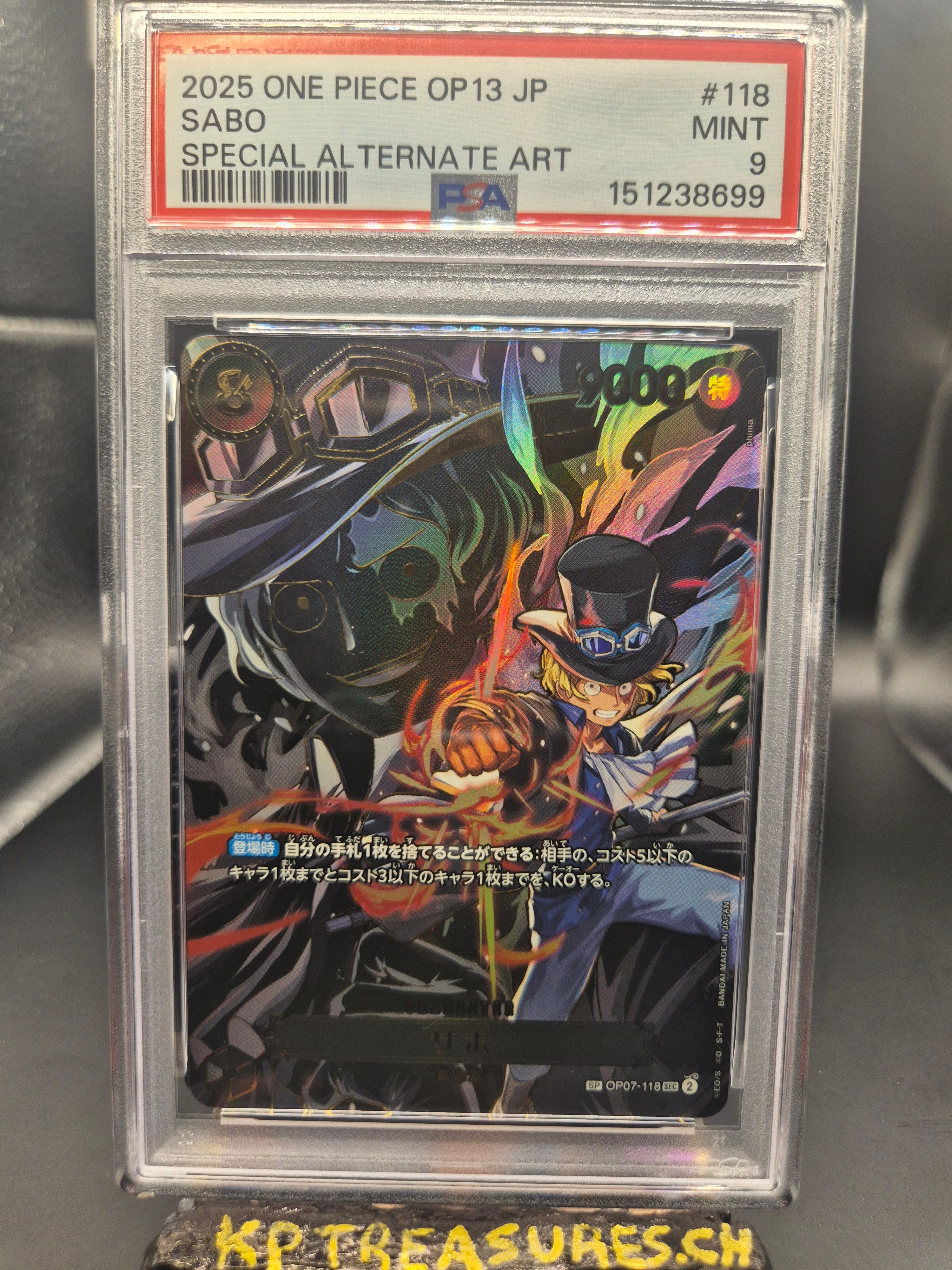 2025 ONE PIECE JAPANESE OP13 OP07-118 SABO SPECIAL ALTERNATE ART PSA 9