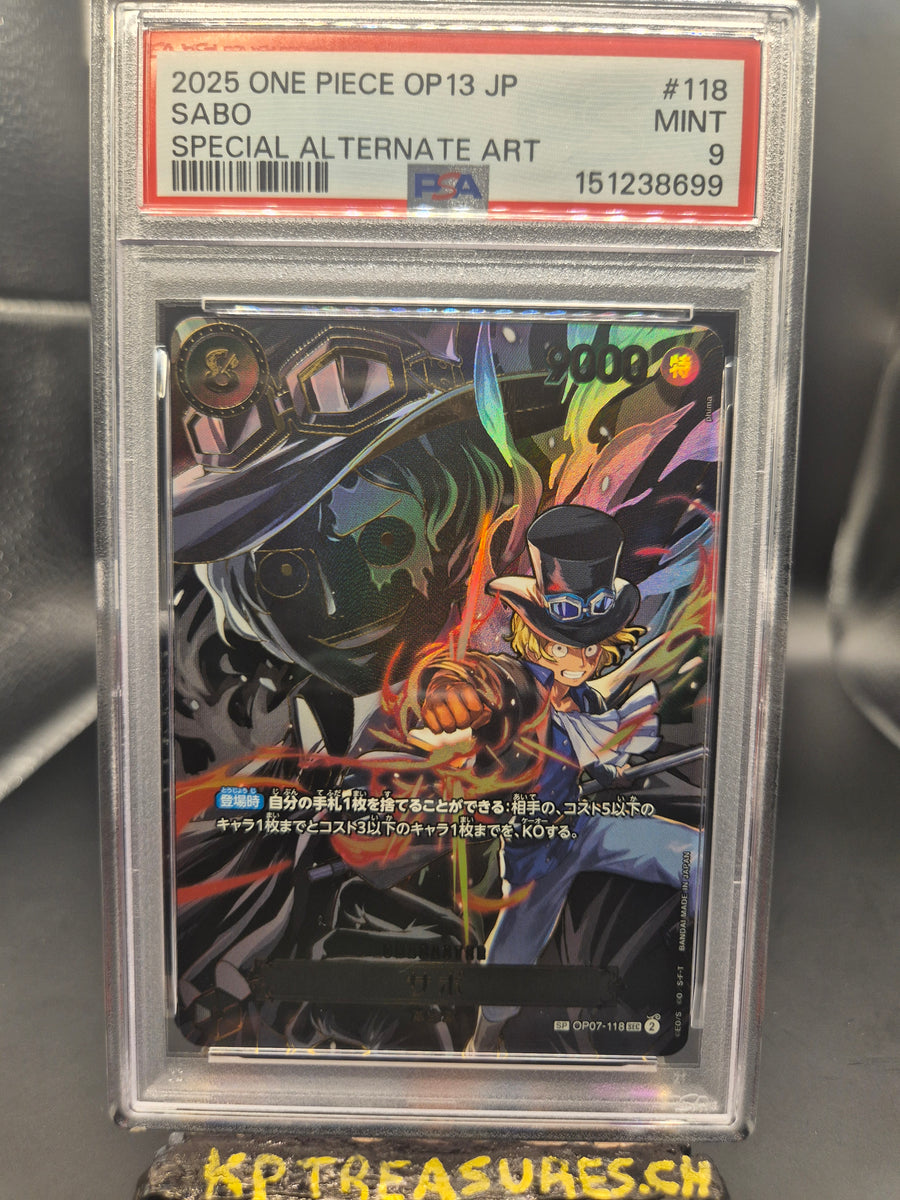 2025 ONE PIECE JAPANESE OP13 OP07-118 SABO SPECIAL ALTERNATE ART PSA 9