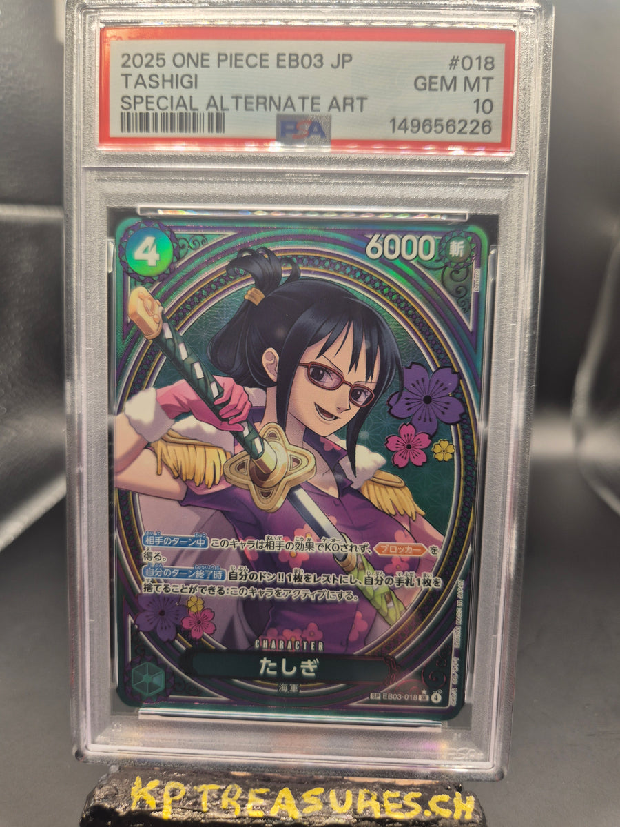 2025 ONE PIECE JAPANESE EB03-018 TASHIGI SPECIAL ALTERNATE ART PSA 10