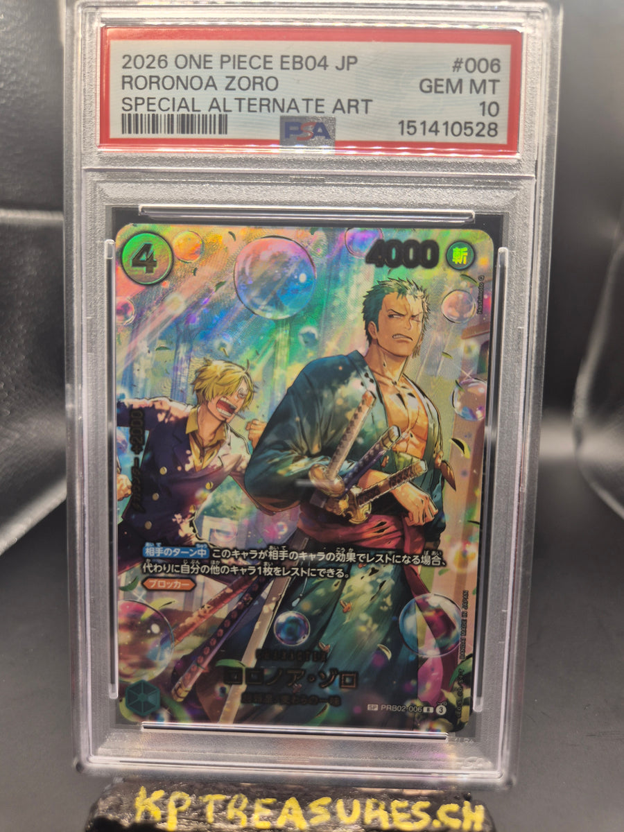 2026 ONE PIECE JAPANESE EB04 PRB02-006 RORONOA ZORO SPECIAL ALTERNATE ART PSA 10