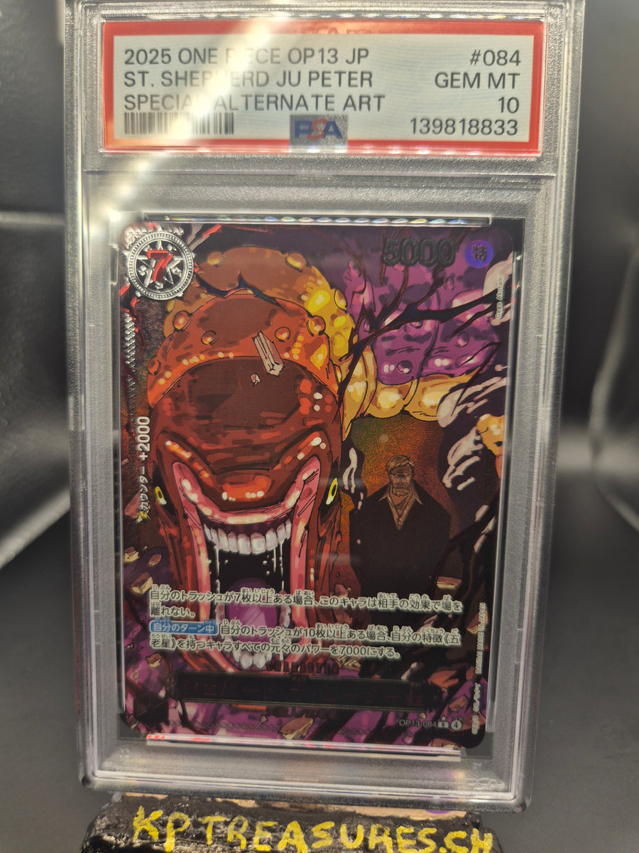 2025 ONE PIECE JAPANESE OP13-084 ST. SHEPHERD JU PETER SPECIAL ALTERNATE ART PSA 10