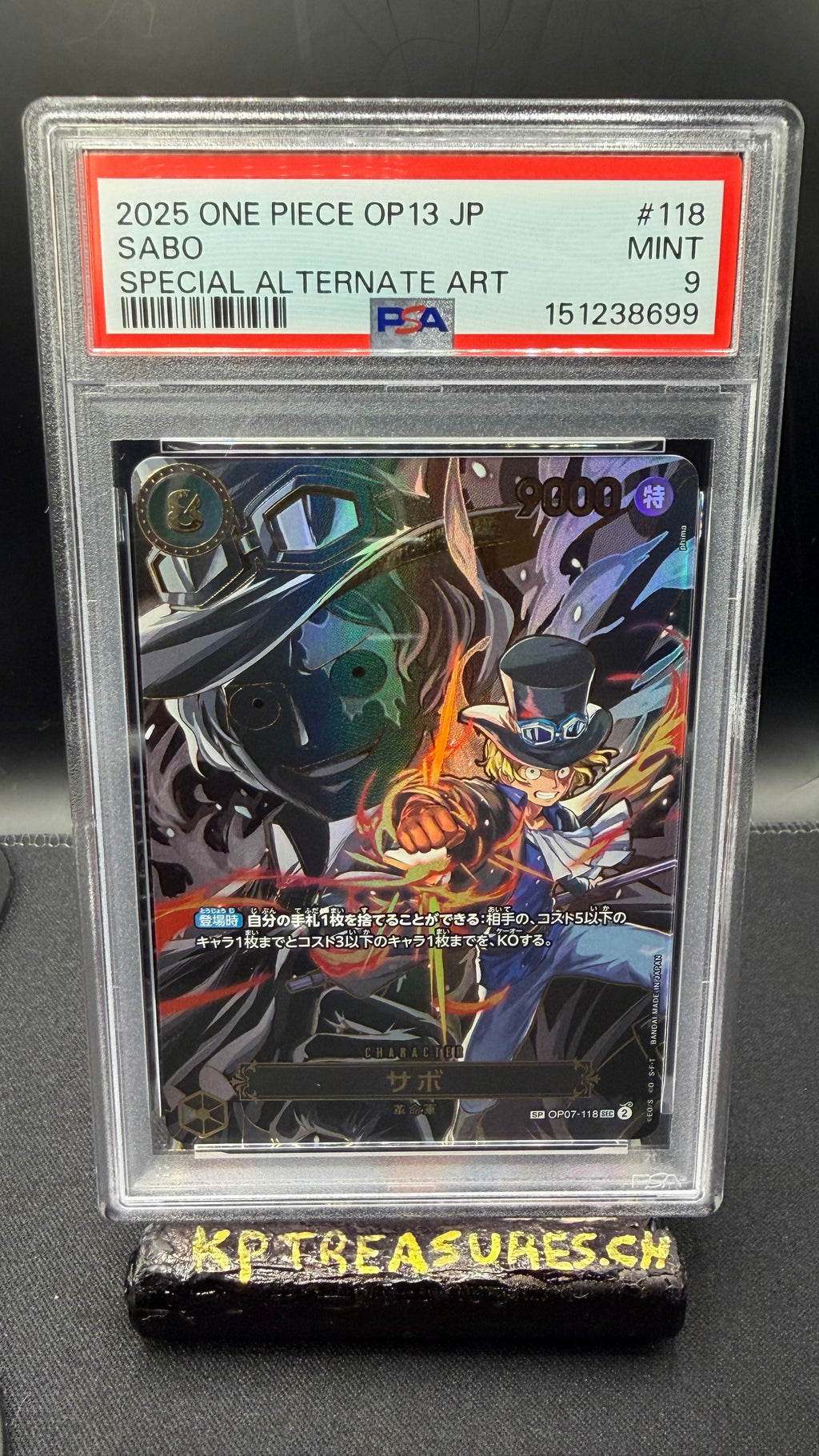 2025 ONE PIECE JAPANISCH OP13 OP07-118 SABO SPEZIELLES ALTERNATIVES ART PSA 9