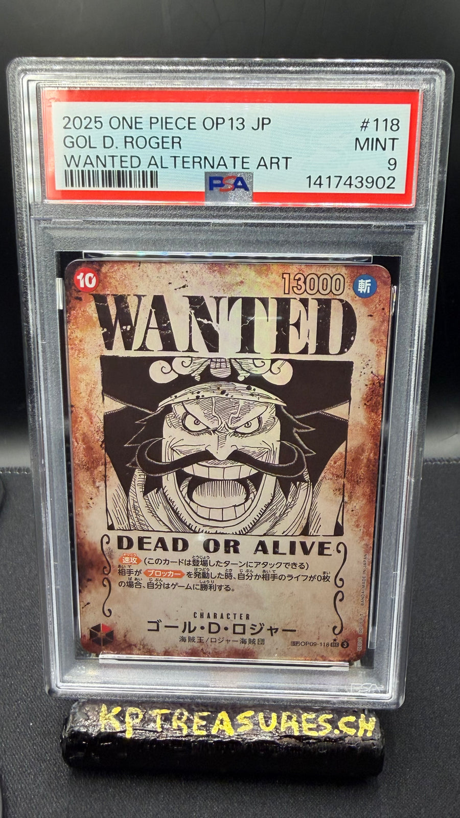 2025 ONE PIECE JAPANISCH OP13 OP09-118 GOL D. ROGER WANTED ALTERNATIVE KUNST PSA 9