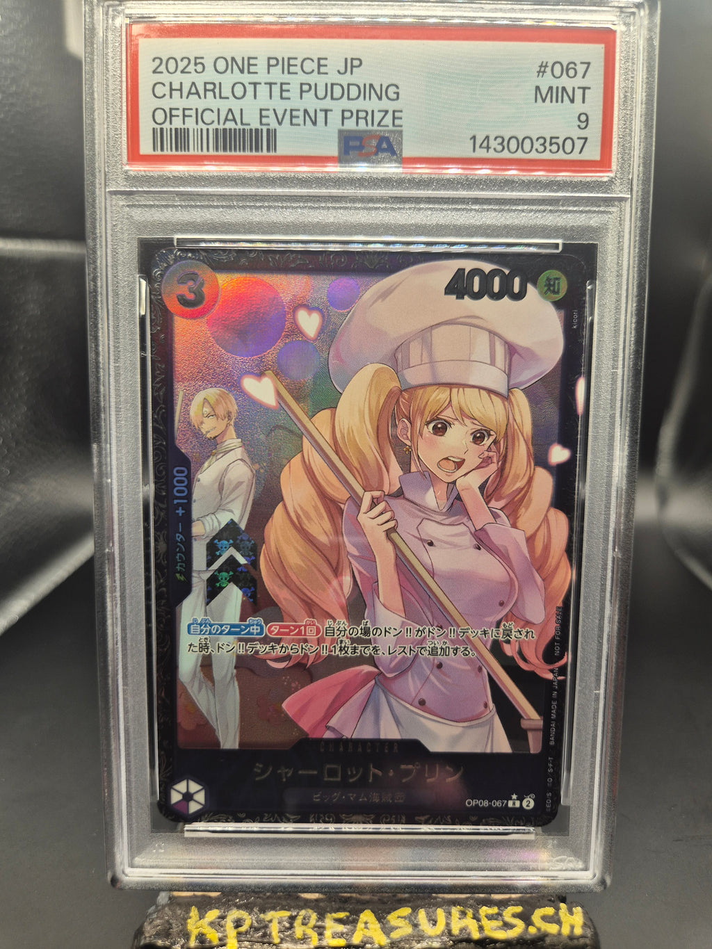 2025 ONE PIECE JAPONAISE OP08-067 CHARLOTTE PUDDING PRIX OFFICIEL ÉVÉNEMENT PSA 9
